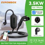 EVPOWBOX Portable EV J1772 Charger 3.5kw Adjustable 8/10/13/16A Charging Case Type 1 Car Charger for Electric Vehicle Set DelayTime