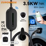 EVPOWBOX Type1 EV Charger WIFI APP Control 16A 3.5KW 5M Cable Portable Charging Box Set Charging&DelayTime for EV Cars